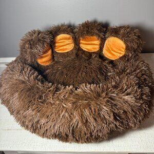 Round Plush Calming Donut Dog & Cat Bed, Coffee, Medium